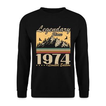 Legendary Since 1974 Vintage Birthday Gift - Unisex Sweatshirt - black - Front - Alina (178cm) & Michal (187cm)