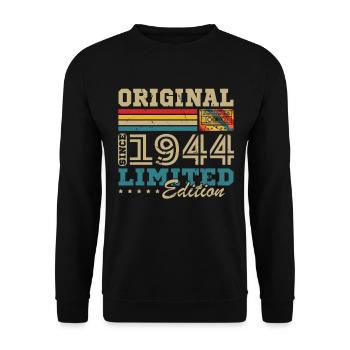 Original geboren 1944 Jahrgang Geburtstagsgeschenk - Unisex Pullover - Schwarz - Vorne - Alina (178cm) & Michal (187cm)