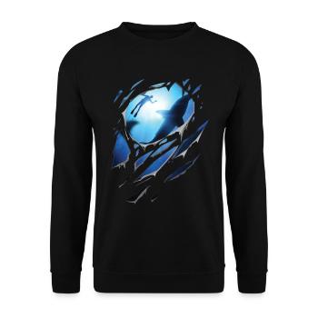 Zerrissen Tauchen Hai Geschenk Risse - Unisex Pullover - Schwarz - Vorne - Alina (178cm) & Michal (187cm)