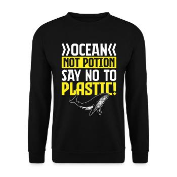 Ocean not potion say no to plastic - Unisex Sweatshirt - black - Front - Alina (178cm) & Michal (187cm)