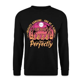 Janvier 2025 anniversaire 2025 Janvier 2025 - Sweat-shirt Unisexe - noir - Devant - Alina (178cm) & Michal (187cm)
