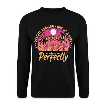 January 2022 birthday 2022 January 2022 - Unisex Sweatshirt - black - Front - Alina (178cm) & Michal (187cm)