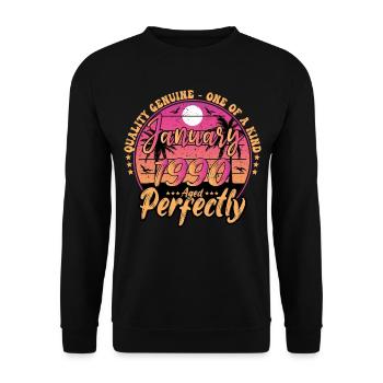 Janvier 1990 anniversaire 1990 Janvier 1990 - Sweat-shirt Unisexe - noir - Devant - Alina (178cm) & Michal (187cm)