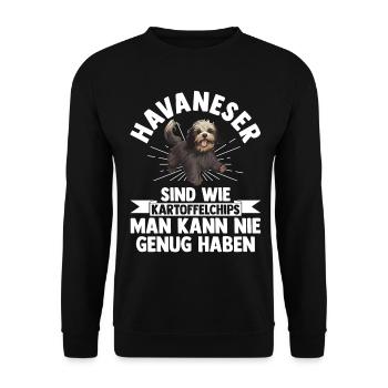 Hund Havaneser - Unisex Pullover - Schwarz - Vorne - Alina (178cm) & Michal (187cm)