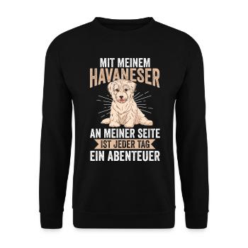 Hund Havaneser - Unisex Pullover - Schwarz - Vorne - Alina (178cm) & Michal (187cm)