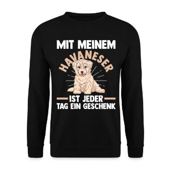 Hund Havaneser - Unisex Pullover - Schwarz - Vorne - Alina (178cm) & Michal (187cm)