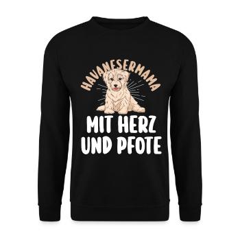 Chien Bichon Havanais - Sweat-shirt Unisexe - noir - Devant - Alina (178cm) & Michal (187cm)