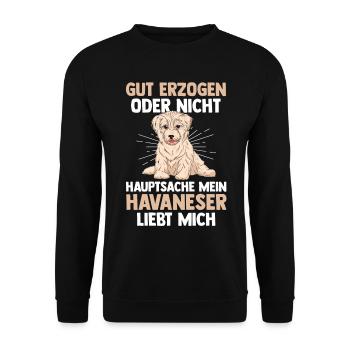 Hund Havaneser - Unisex Pullover - Schwarz - Vorne - Alina (178cm) & Michal (187cm)