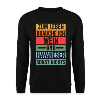 Hund Wein Havaneser - Unisex Pullover - Schwarz - Vorne - Alina (178cm) & Michal (187cm)