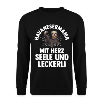 Hund Hundemama Havanesermama Mutter Havaneser - Unisex Pullover - Schwarz - Vorne - Alina (178cm) & Michal (187cm)