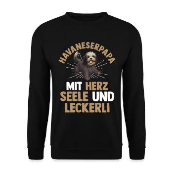 Hund Hundepapa Vater Havaneserpapa Havaneser - Unisex Pullover - Schwarz - Vorne - Alina (178cm) & Michal (187cm)