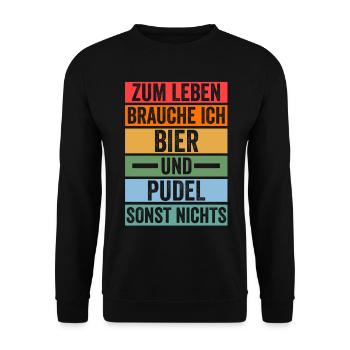 Hund Bier Pudel - Unisex Pullover - Schwarz - Vorne - Alina (178cm) & Michal (187cm)