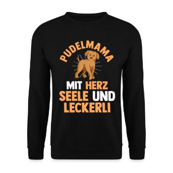 Hund Hundemama Pudelmama Mutter Pudel - Unisex Pullover - Schwarz - Vorne - Alina (178cm) & Michal (187cm)