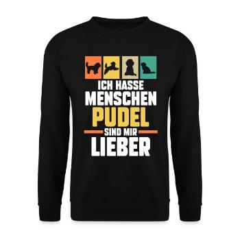 Hund Pudel - Unisex Pullover - Schwarz - Vorne - Alina (178cm) & Michal (187cm)