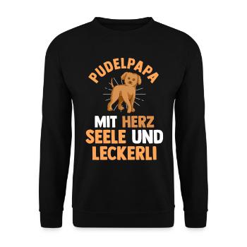 Hund Hundepapa Vater Pudelpapa Pudel - Unisex Pullover - Schwarz - Vorne - Alina (178cm) & Michal (187cm)