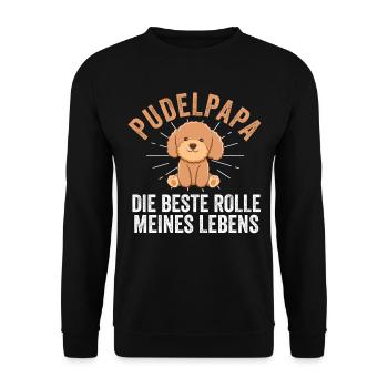 Hund Hundepapa Vater Pudelpapa Pudel - Unisex Pullover - Schwarz - Vorne - Alina (178cm) & Michal (187cm)