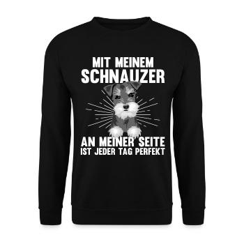 Hund Schnauzer Riesenschnauzer - Unisex Pullover - Schwarz - Vorne - Alina (178cm) & Michal (187cm)