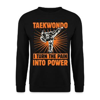 Taekwondo : Je transforme la douleur en puissance - Sweat-shirt Unisexe - noir - Devant - Alina (178cm) & Michal (187cm)