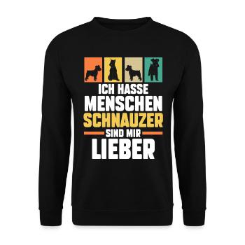 Riesenschnauzer Hund Schnauzer - Unisex Pullover - Schwarz - Vorne - Alina (178cm) & Michal (187cm)
