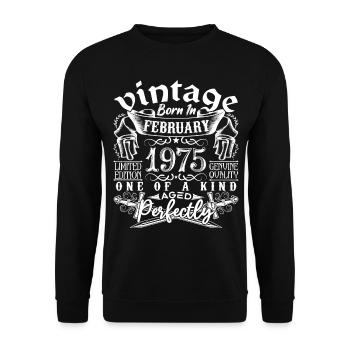 February 1975 Anniversary February 1975 February - Unisex Sweatshirt - black - Front - Alina (178cm) & Michal (187cm)