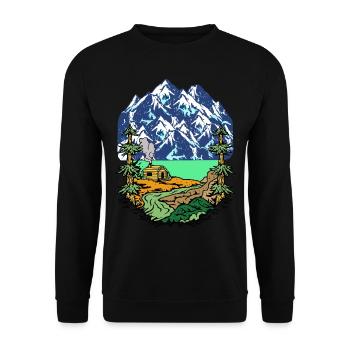 Alps, Summit, Mountains, Beg Hut, House, Alm, Tyrol, Nature - Unisex Sweatshirt - black - Front - Alina (178cm) & Michal (187cm)
