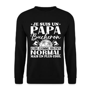 Lumberjack Dad is like a normal dad - Unisex Sweatshirt - black - Front - Alina (178cm) & Michal (187cm)