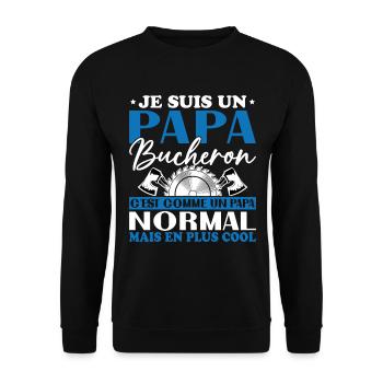 Lumberjack Dad is like a normal dad - Unisex Sweatshirt - black - Front - Alina (178cm) & Michal (187cm)