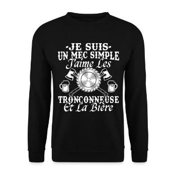Kettensäge Bier Humor Mann Holzfäller Lustig - Unisex Pullover - Schwarz - Vorne - Alina (178cm) & Michal (187cm)