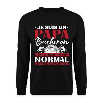 Lumberjack Dad is like a normal dad - Unisex Sweatshirt - black - Front - Alina (178cm) & Michal (187cm)