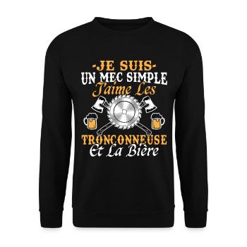 Kettensäge Bier Humor Mann Holzfäller Lustig - Unisex Pullover - Schwarz - Vorne - Alina (178cm) & Michal (187cm)