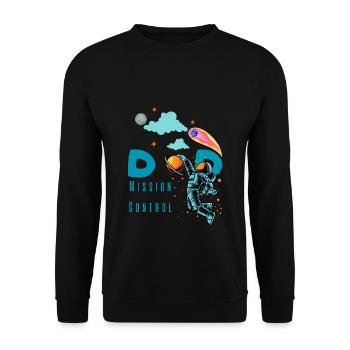 Outer Space Dad Geburtstags-T-Shirt Shirt-First Trip. - Unisex Pullover - Schwarz - Vorne - Alina (178cm) & Michal (187cm)