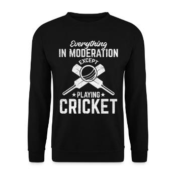 Cricket - Everything in moderation except playing - Unisex Sweatshirt - black - Front - Alina (178cm) & Michal (187cm)