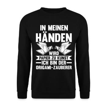 Japanese Folding Art Origami - Unisex Sweatshirt - black - Front - Alina (178cm) & Michal (187cm)