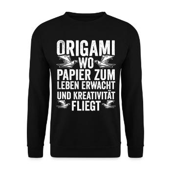 Japanese Folding Art Origami - Unisex Sweatshirt - black - Front - Alina (178cm) & Michal (187cm)