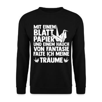 Japanese Folding Art Origami - Unisex Sweatshirt - black - Front - Alina (178cm) & Michal (187cm)