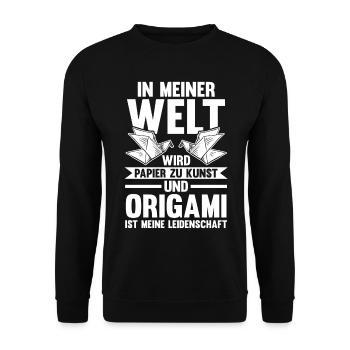 Japanese Folding Art Origami - Unisex Sweatshirt - black - Front - Alina (178cm) & Michal (187cm)