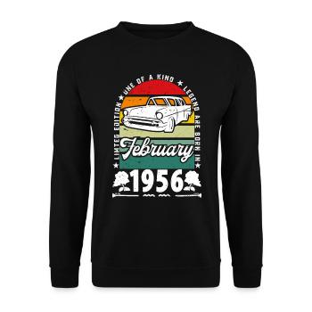 Anniversaire février 1956, Vintage février 1956. - Sweat-shirt Unisexe - noir - Devant - Alina (178cm) & Michal (187cm)