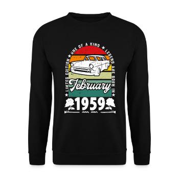 Anniversaire février 1959, Vintage février 1959. - Sweat-shirt Unisexe - noir - Devant - Alina (178cm) & Michal (187cm)