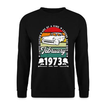 Birthday February 1973, Vintage February 1973. - Unisex Sweatshirt - black - Front - Alina (178cm) & Michal (187cm)
