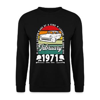 Birthday February 1971, Vintage February 1971. - Unisex Sweatshirt - black - Front - Alina (178cm) & Michal (187cm)