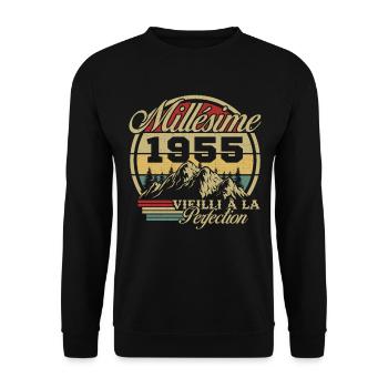 Vintage 1955, Vintage 1955 Birthday Gift - Unisex Sweatshirt - black - Front - Alina (178cm) & Michal (187cm)