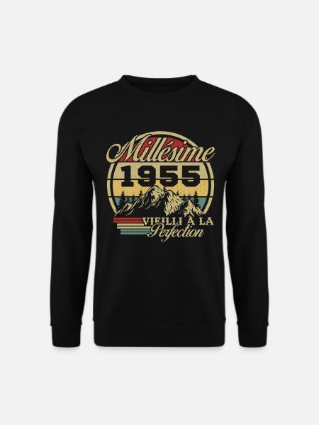 Jahrgang 1955, Jahrgang 1955 Geburtstagsgeschenk - Unisex Pullover - Schwarz