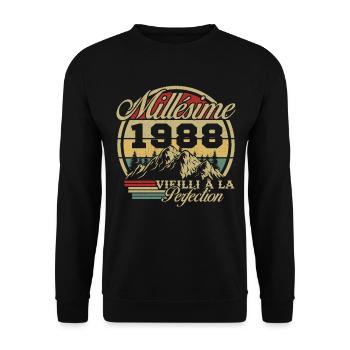 Vintage 1988, Vintage 1988 Birthday Gift - Unisex Sweatshirt - black - Front - Alina (178cm) & Michal (187cm)