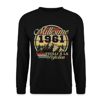 Vintage 1961, Vintage 1961 Birthday Gift - Unisex Sweatshirt - black - Front - Alina (178cm) & Michal (187cm)