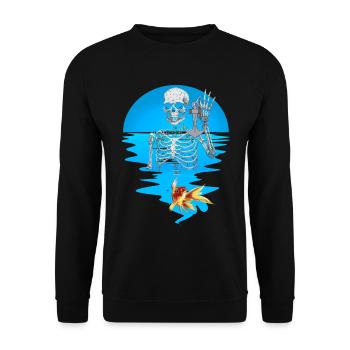 Anchor, Ghost, Horror, Sailor, Fish, Ghost, Water - Unisex Sweatshirt - black - Front - Alina (178cm) & Michal (187cm)