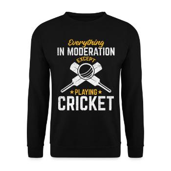Cricketing - Everything in moderation except playi - Unisex Sweatshirt - black - Front - Alina (178cm) & Michal (187cm)