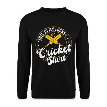 This is my lucky Cricket Shirt Cricket Sport Crick - Unisex Pullover - Schwarz - Vorne - Alina (178cm) & Michal (187cm)