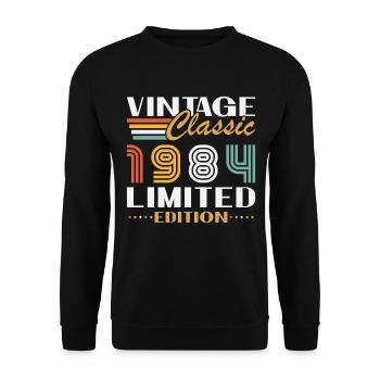 Original 1984 Vintage Retro Anniversary Gift - Unisex Sweatshirt - black - Front - Alina (178cm) & Michal (187cm)