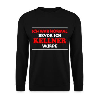 Kellner Spruch Restaurant Lustige Kellner Geschenk - Unisex Pullover - Schwarz - Vorne - Alina (178cm) & Michal (187cm)