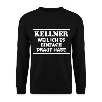 Kellner Spruch Restaurant Lustige Kellner Geschenk - Unisex Pullover - Schwarz - Vorne - Alina (178cm) & Michal (187cm)